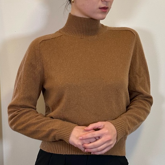 Brown Beige Babaton 100% Wool Turtleneck - Picture 4 of 7